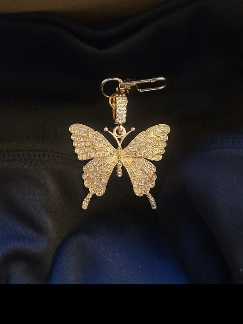 Gold Crystal Butterfly Bag Keychain Charm